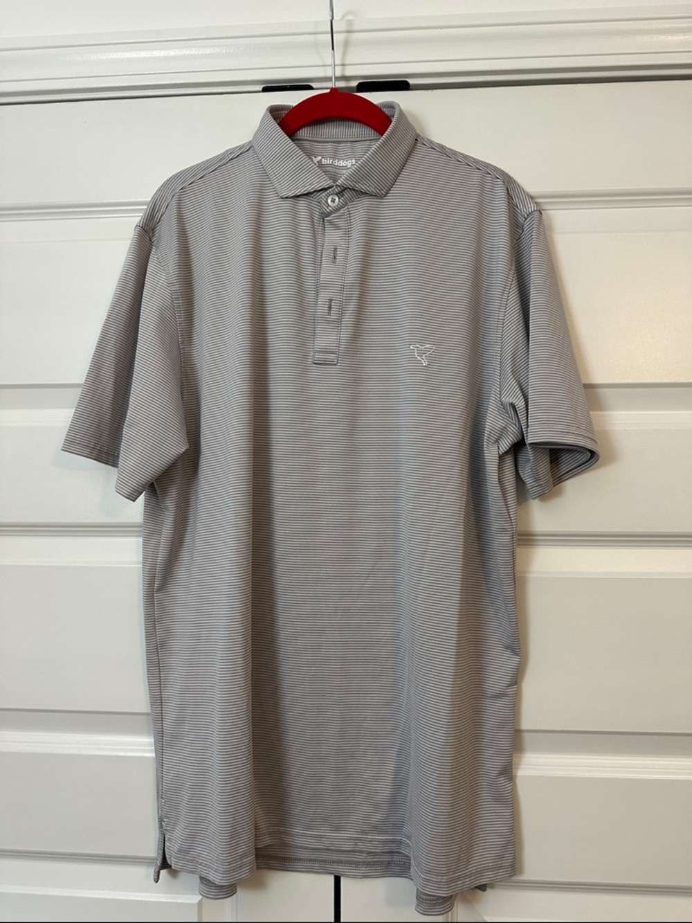 Birddogs Men's Light Gray Micro-Striped Polo